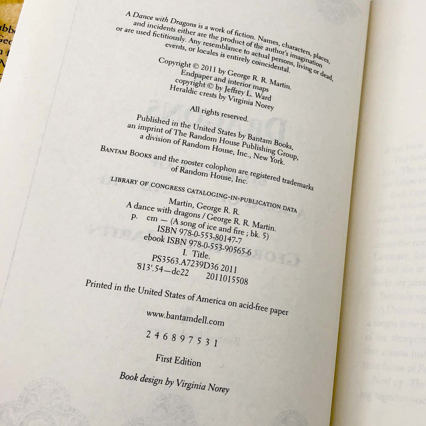 A Dance With Dragons by George R.R. Martin [FIRST EDITION • FIRST PRINTING] 2011 • Bantam