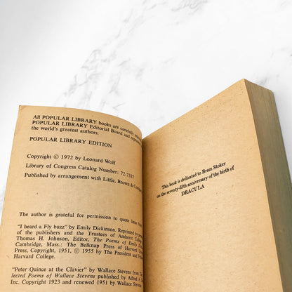 A Dream of Dracula: In Search of the Living Dead by Leonard Wolf [FIRST PAPERBACK PRINTING] 1972