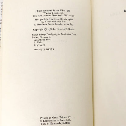 Adulthood Rites by Octavia E. Butler [U.K. FIRST EDITION] 1988 • Gollancz • Publishers Copy