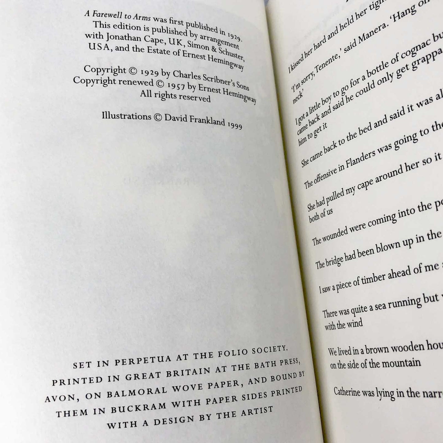 A Farewell to Arms by Ernest Hemingway [THE FOLIO SOCIETY] 1999 • Rare U.K. Illustrated Edition