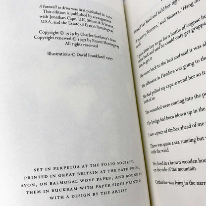 A Farewell to Arms by Ernest Hemingway [THE FOLIO SOCIETY] 1999 • Rare U.K. Illustrated Edition