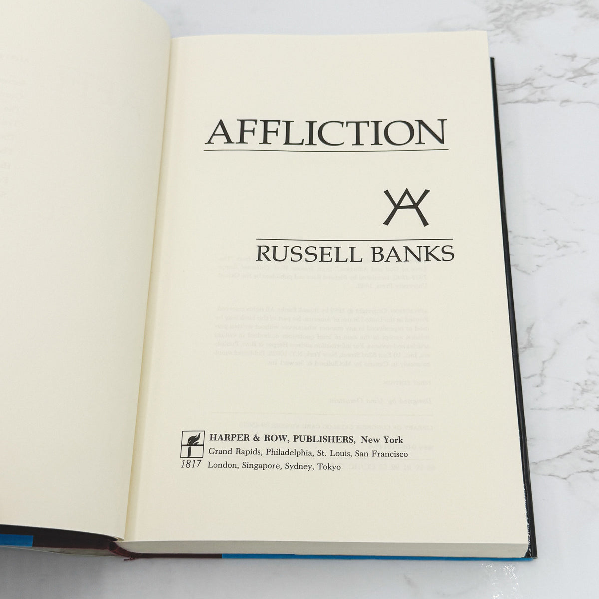 Affliction by Russell Banks [FIRST EDITION • FIRST PRINTING] 1989 • Harper & Row