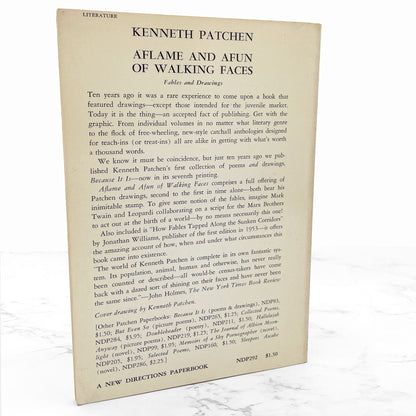 Aflame and Afun of Walking Faces: Fables & Drawings by Kenneth Patchen [FIRST EDITION PAPERBACK] 1970 • New Directions
