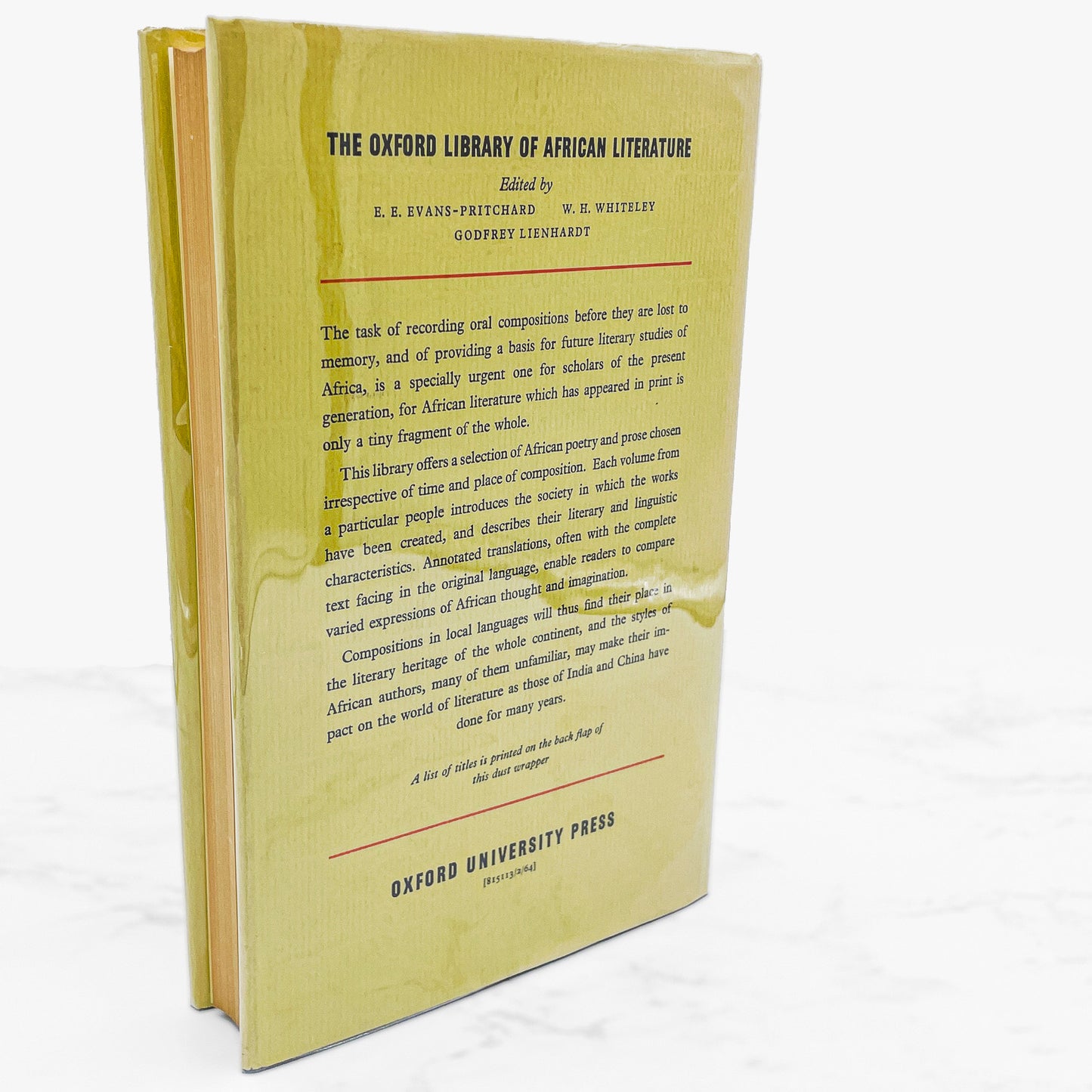 A Selection of African Prose Vol 1: Traditional Oral Texts compiled by W.H. Whiteley [U.K. FIRST EDITION] 1964 • Oxford