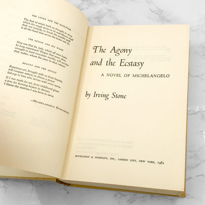 The Agony and the Ecstasy: The Biographical Novel of Michelangelo by Irving Stone [FIRST EDITION] • 1961 • Doubleday