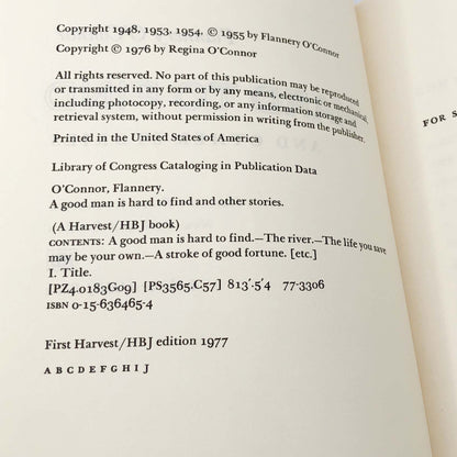 A Good Man is Hard to Find & Other Stories by Flannery O'Connor [TRADE PAPERBACK] 1977 • HBJ