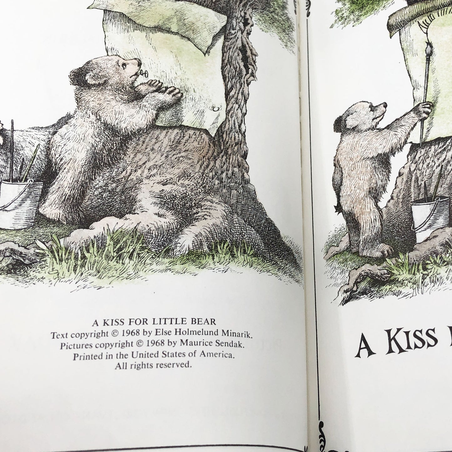 A Kiss For Little Bear [Little Bear #5] by Else Holmelund Minarik & Maurice Sendak [1968 HARDCOVER] • Harper & Row