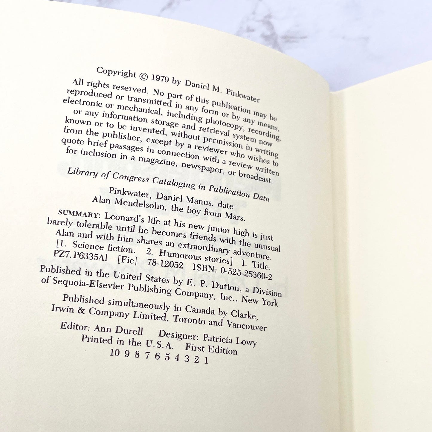 Alan Mendelsohn, The Boy From Mars by Daniel M. Pinkwater [FIRST EDITION • FIRST PRINTING] 1979 • E.P. Dutton