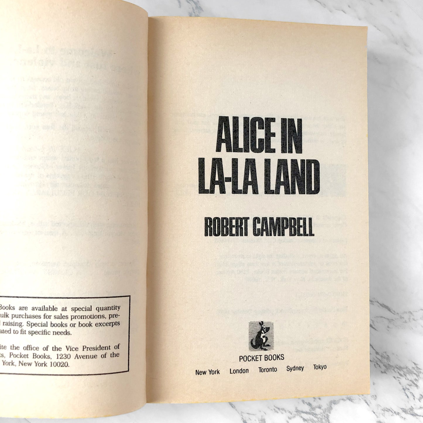 Alice in La-La Land by Robert Campbell [FIRST PAPERBACK PRINTING] 1988 • Pocket