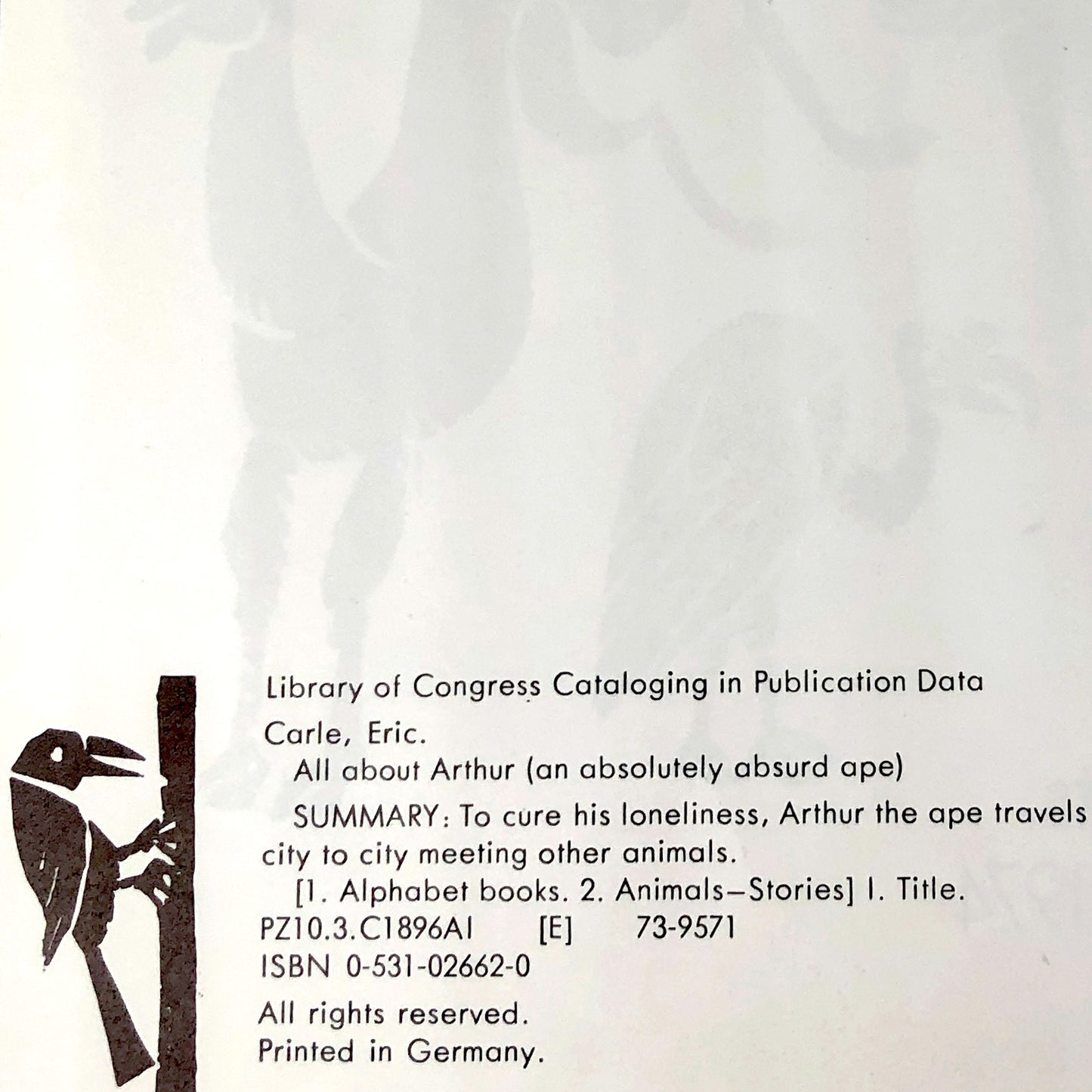 All About Arthur (an absolutely absurd ape) by Eric Carle [FIRST EDITION] 1974 • Franklin Watts