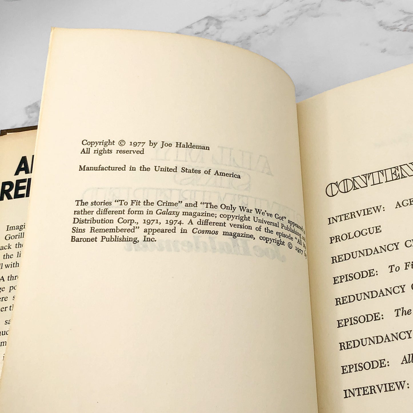 All My Sins Remembered by Joe Haldeman [1977 HARDCOVER]