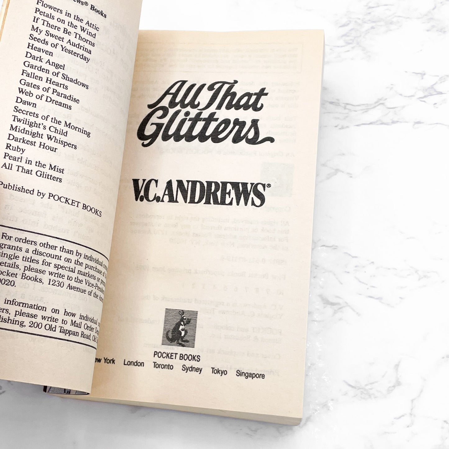 All That Glitters by V.C. Andrews [FIRST EDITION • FIRST PRINTING] 1995 • Pocket Books • Landry #3
