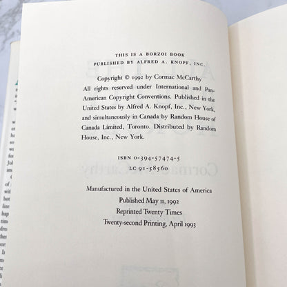 All the Pretty Horses by Cormac Mccarthy [FIRST EDITION] 1993 • 22nd Printing • Knopf
