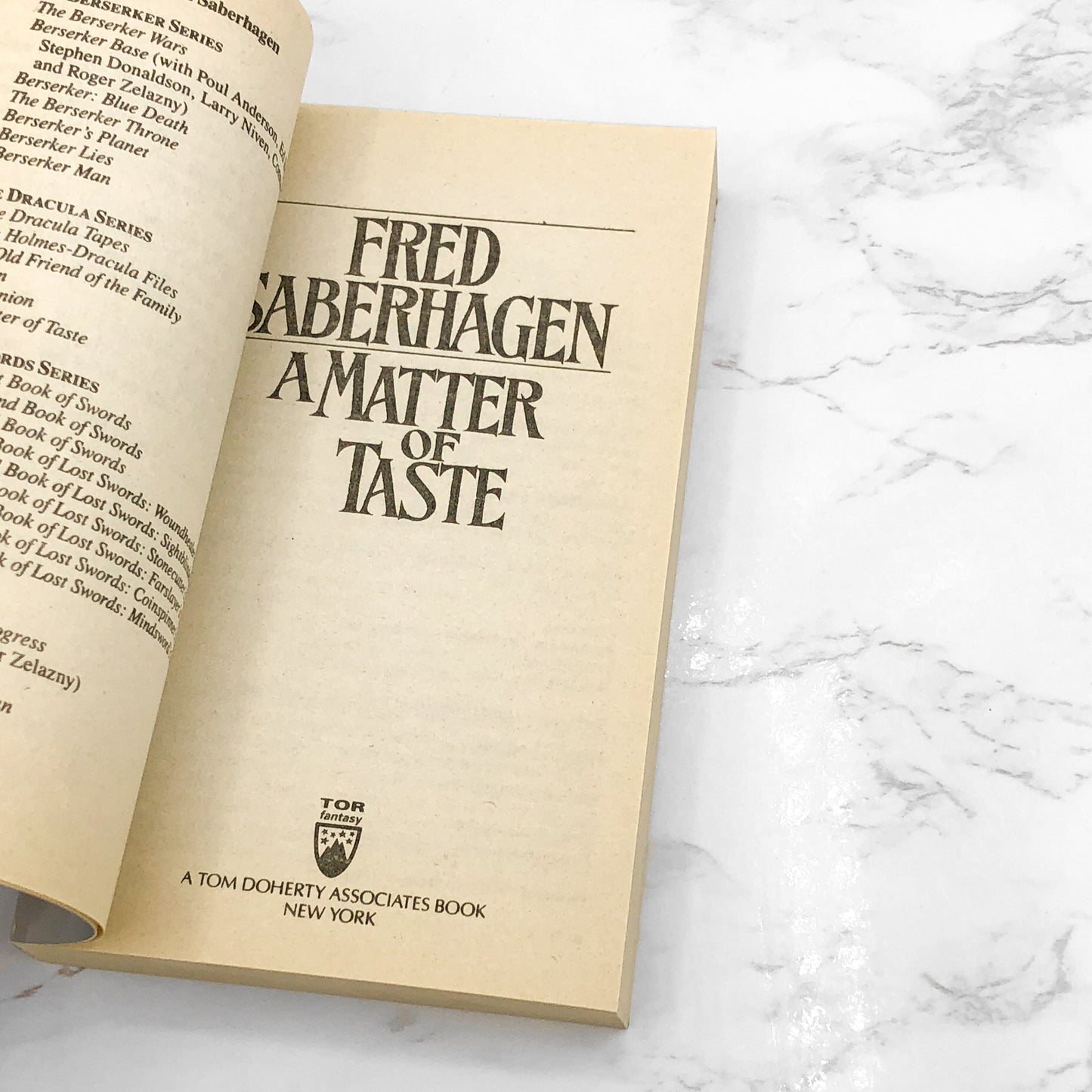 A Matter of Taste by Fred Saberhagen [FIRST PAPERBACK EDITION] 1992 • TOR Horror