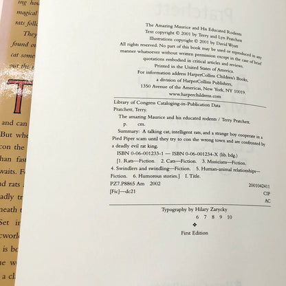 The Amazing Maurice & His Educated Rodents by Terry Pratchett [FIRST EDITION] 2001 • Discworld #28