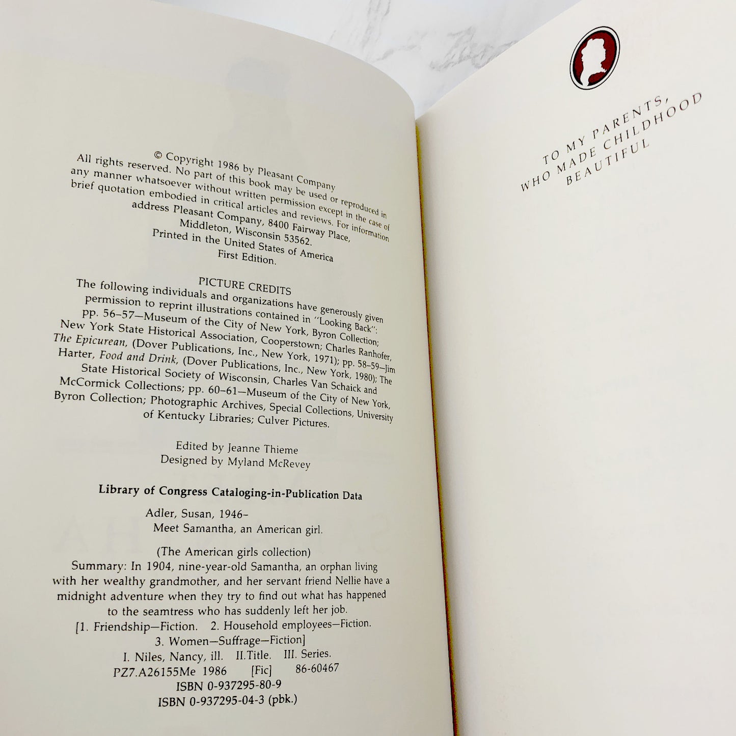 Meet Samantha: An American Girl [Book 1] by Susan S. Adler [FIRST EDITION] 1986 • Hardcover w/ DJ • Mint