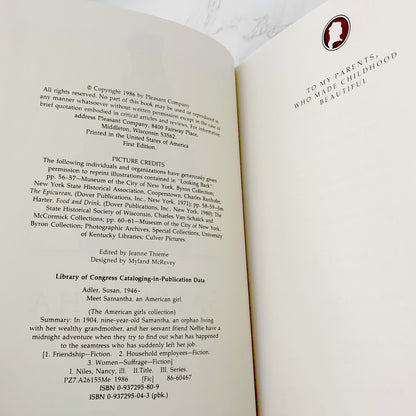 Meet Samantha: An American Girl [Book 1] by Susan S. Adler [FIRST EDITION] 1986 • Hardcover w/ DJ • Mint