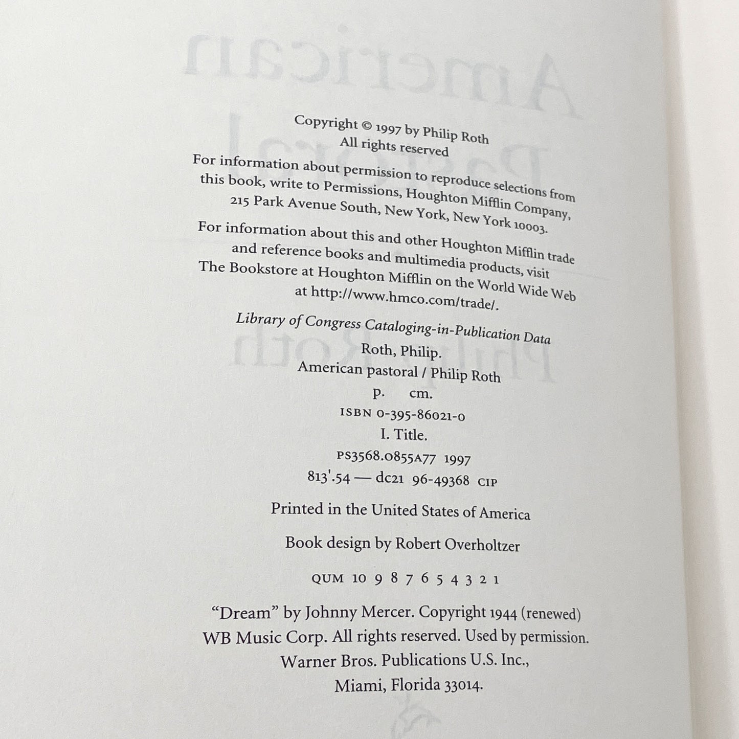 American Pastoral by Philip Roth [FIRST EDITION • FIRST PRINTING] 1997 • Houghton Mifflin