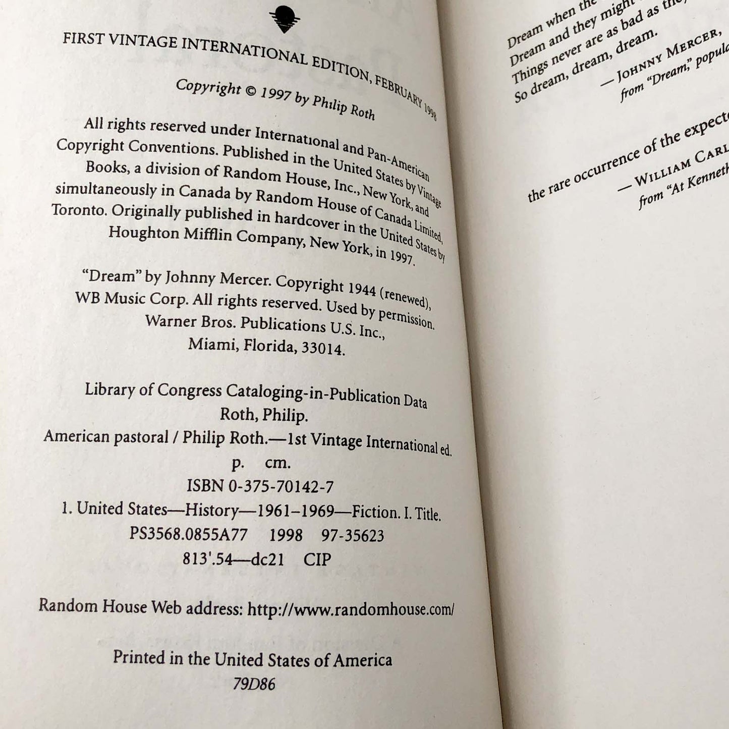 American Pastoral by Philip Roth [TRADE PAPERBACK] 2016 • Vintage Intl.