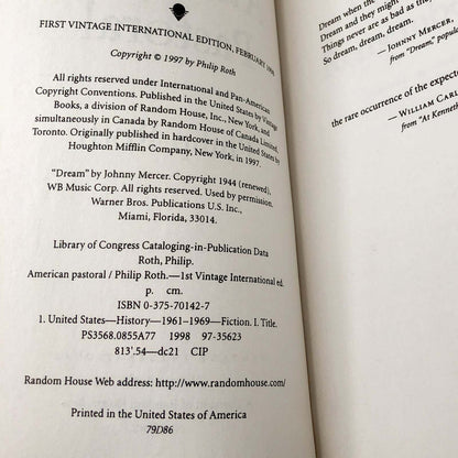 American Pastoral by Philip Roth [TRADE PAPERBACK] 2016 • Vintage Intl.