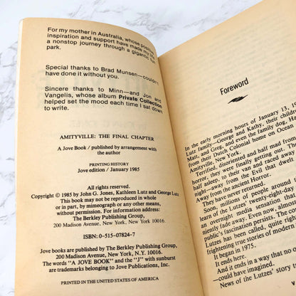 Amityville: The Final Chapter by John G. Jones [FIRST PAPERBACK PRINTING] 1985 • Jove Books