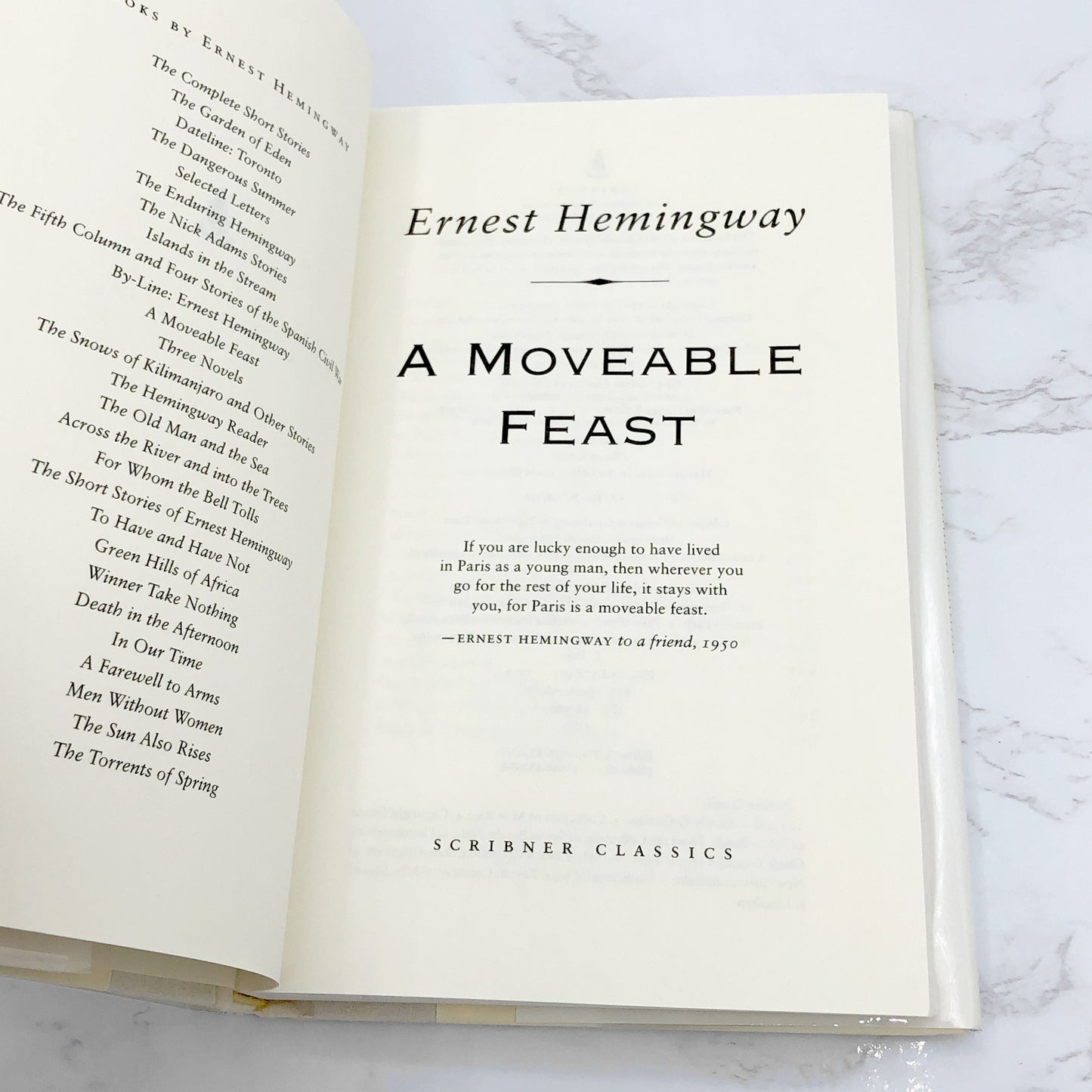 A Moveable Feast by Ernest Hemingway [HARDCOVER RE-ISSUE] 1996 • Scribner