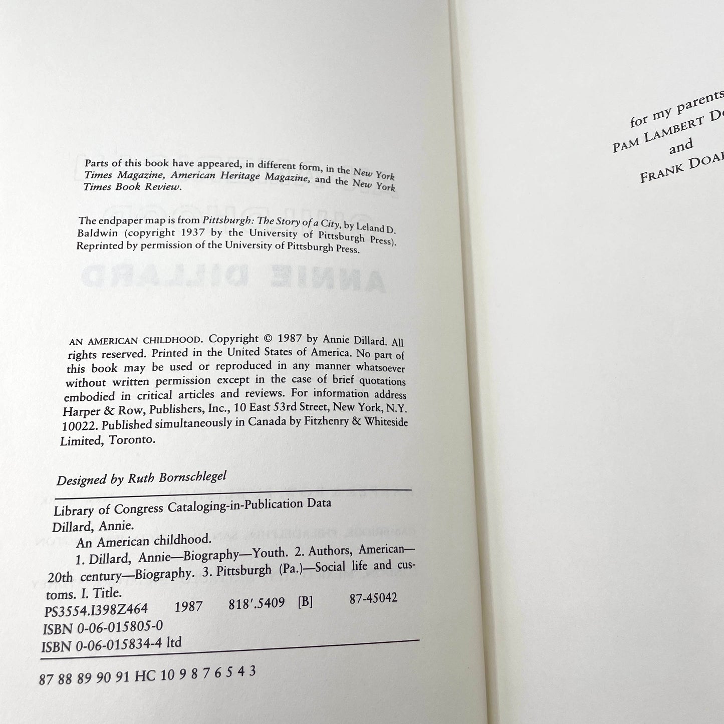 An American Childhood by Annie Dillard [FIRST EDITION] 1987 • Harper & Row