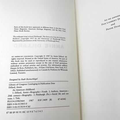 An American Childhood by Annie Dillard [FIRST EDITION] 1987 • Harper & Row