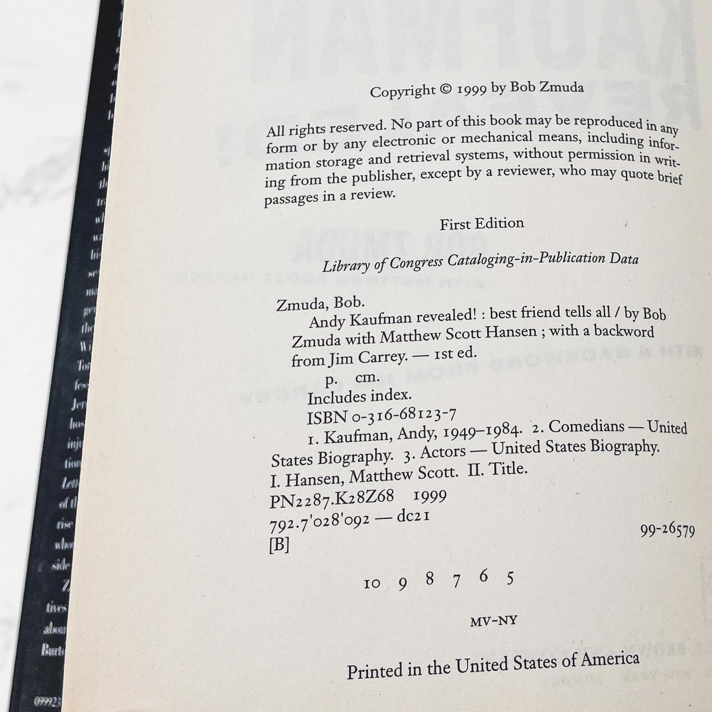 Andy Kaufman Revealed! Best Friend Tells All by Bob Zmuda [FIRST EDITION] 1999