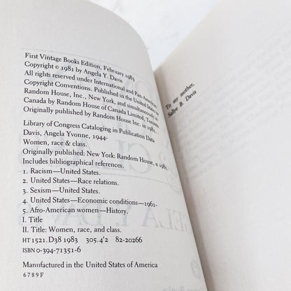 Women, Race & Class by Angela Y. Davis [Trade Paperback] 1983 • Vintage