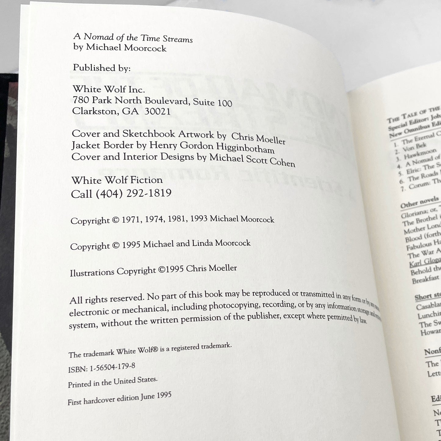 A Nomad of the Time Streams by Michael Moorcock [FIRST HARDCOVER EDITION] 1995 • White Wolf