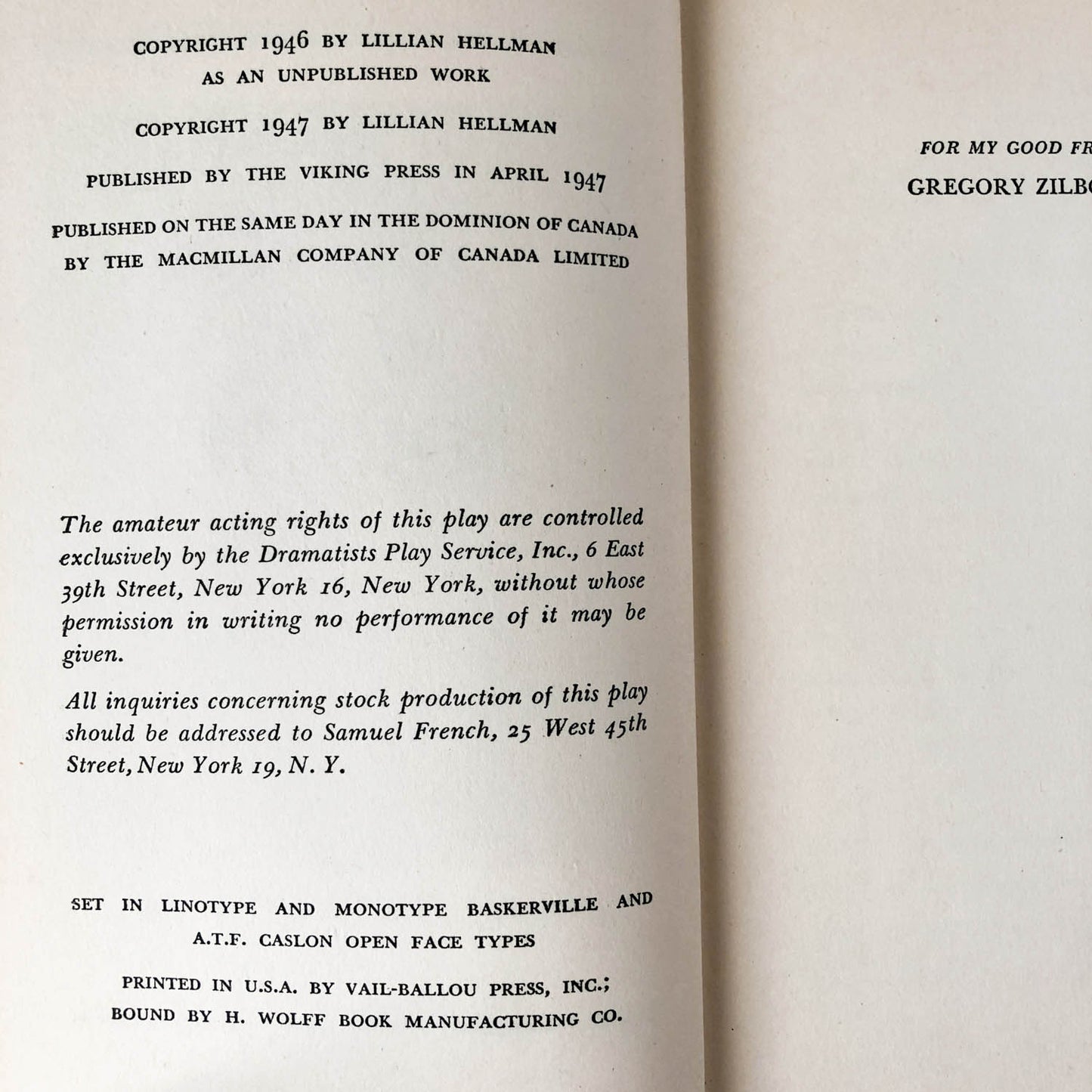 Another Part of the Forest: A Play by Lillian Hellman [FIRST EDITION] 1947 • The Viking Press