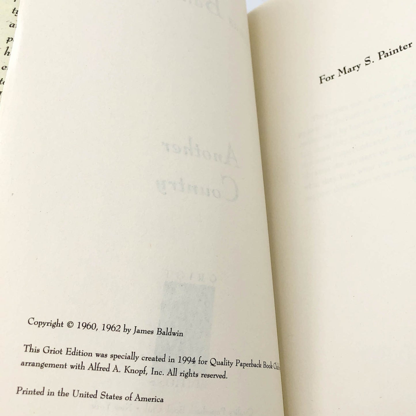 Another Country by James Baldwin [DELUXE TRADE PAPERBACK] 1994 • Griot