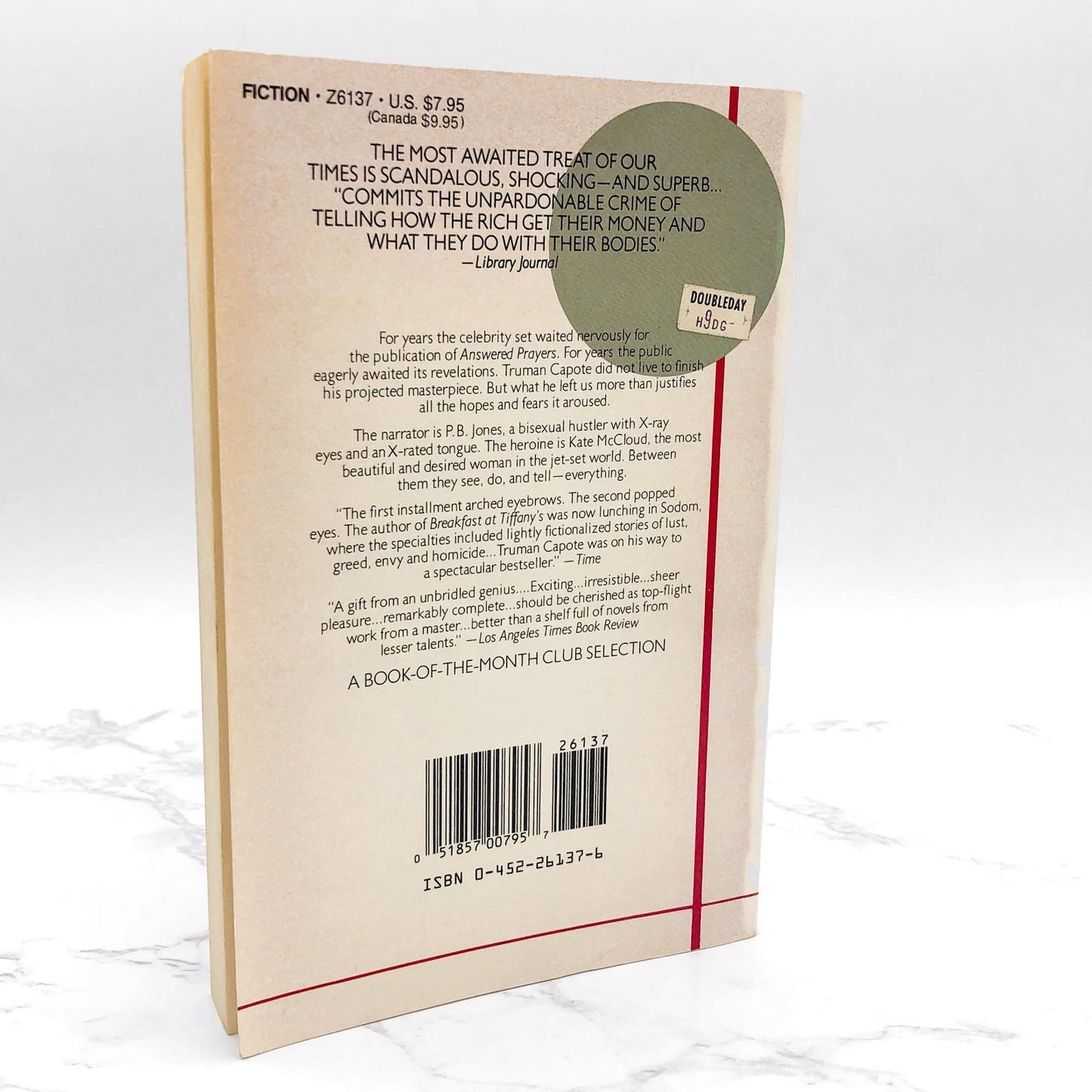 Answered Prayers: The Unfinished Novel by Truman Capote [FIRST PAPERBACK PRINTING] 1988 • Plume