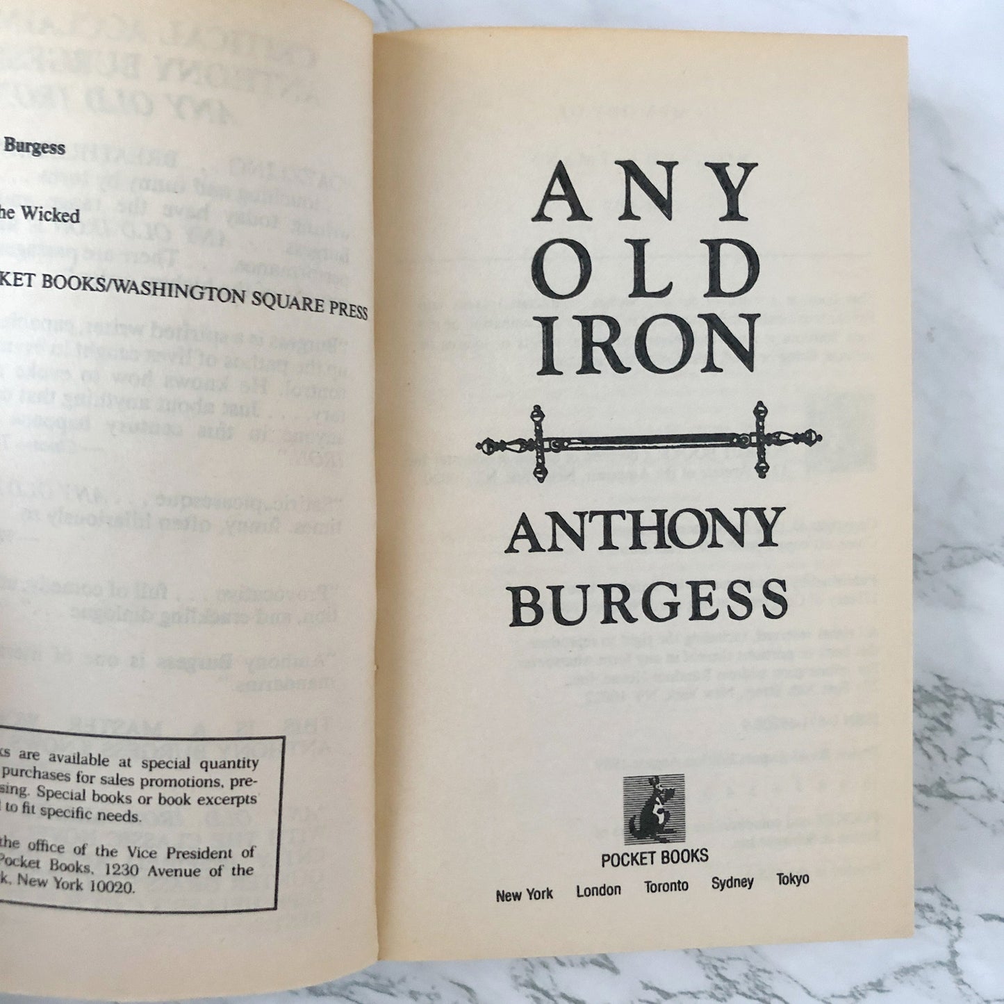 Any Old Iron by Anthony Burgess [FIRST PAPERBACK PRINTING] 1989 • Pocket