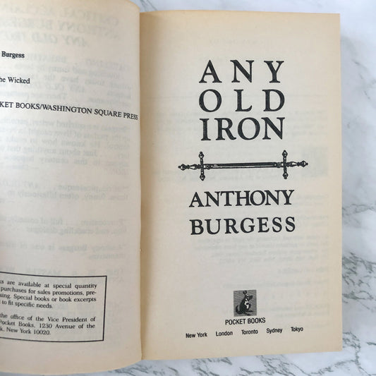 Any Old Iron by Anthony Burgess [FIRST PAPERBACK PRINTING] 1989 • Pocket