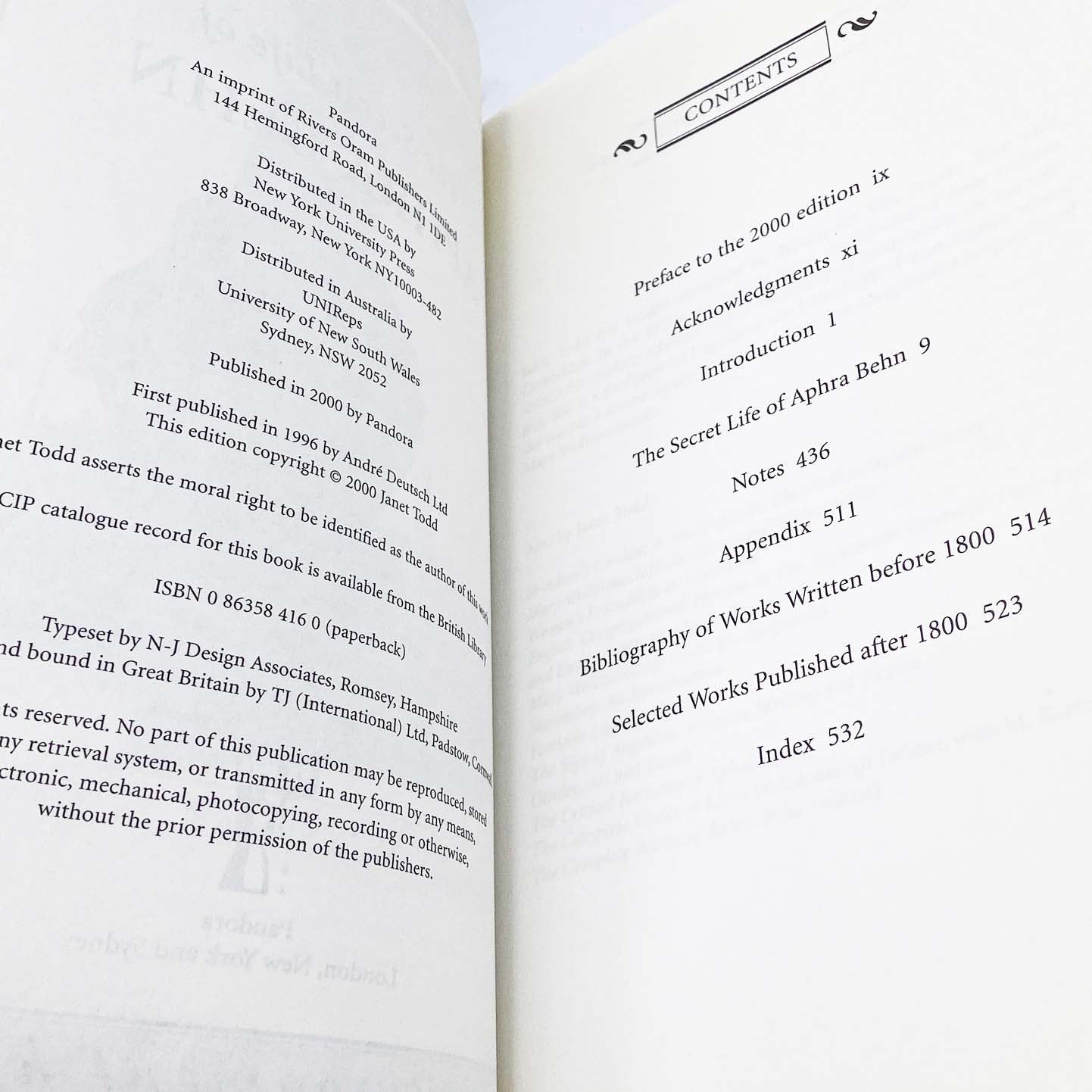 The Secret Life of Aphra Behn by Janet Todd [FIRST PAPERBACK PRINTING] 2000 • Pandora U.K.