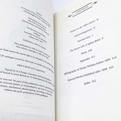 The Secret Life of Aphra Behn by Janet Todd [FIRST PAPERBACK PRINTING] 2000 • Pandora U.K.