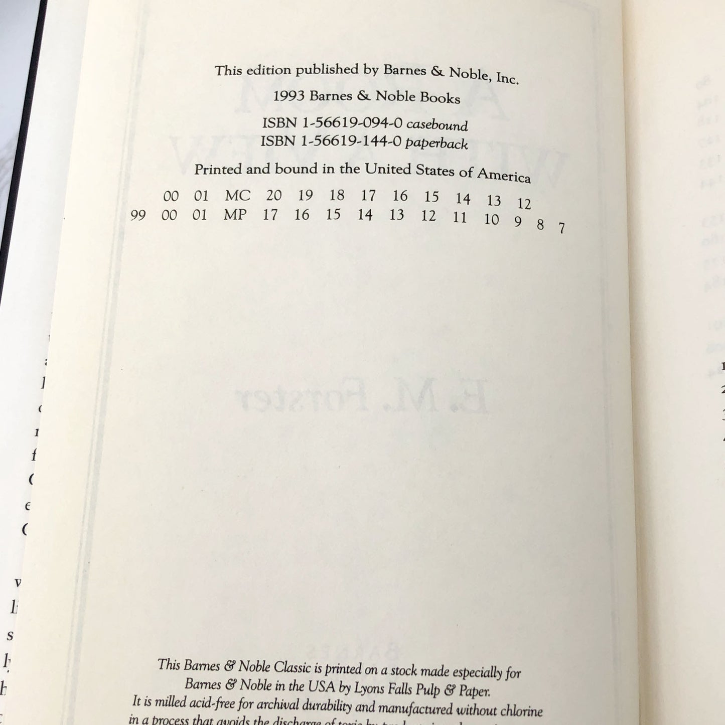 A Room with a View by E.M. Forster [HARDCOVER RE-ISSUE] 1993 *See Condition