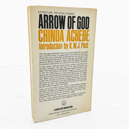Arrow of God by Chinua Achebe [FIRST U.S. PAPERBACK EDITION] 1969 • Anchor Books