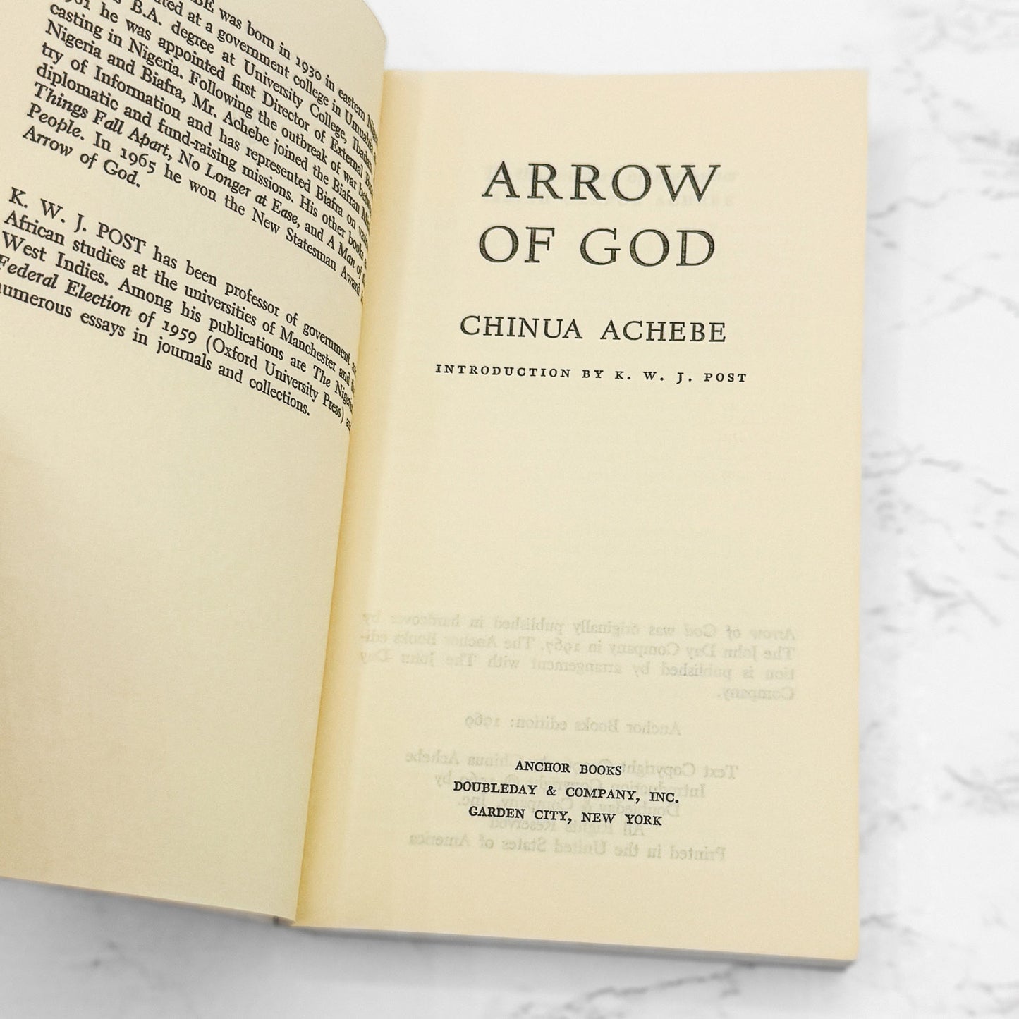 Arrow of God by Chinua Achebe [FIRST U.S. PAPERBACK EDITION] 1969 • Anchor Books
