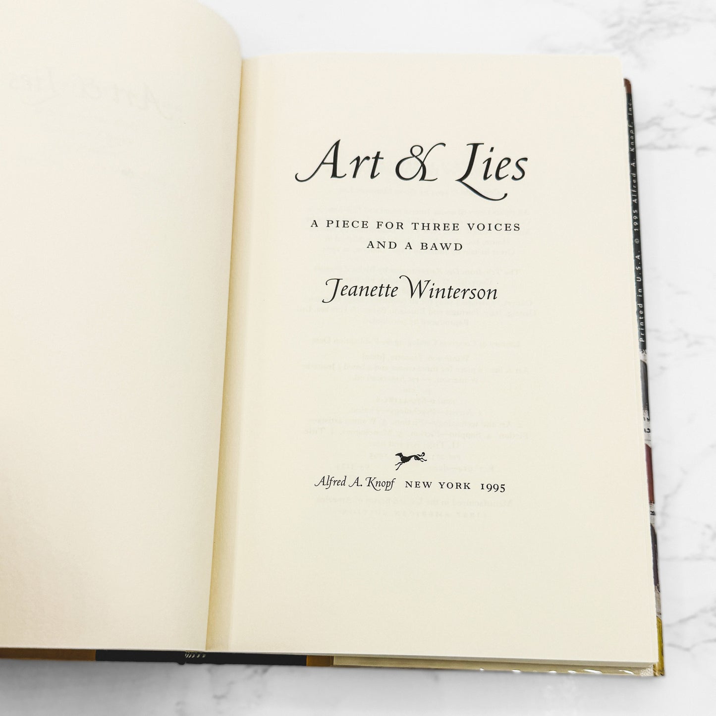 Art and Lies by Jeanette Winterson [U.S. FIRST EDITION • FIRST PRINTING] 1995 • Knopf