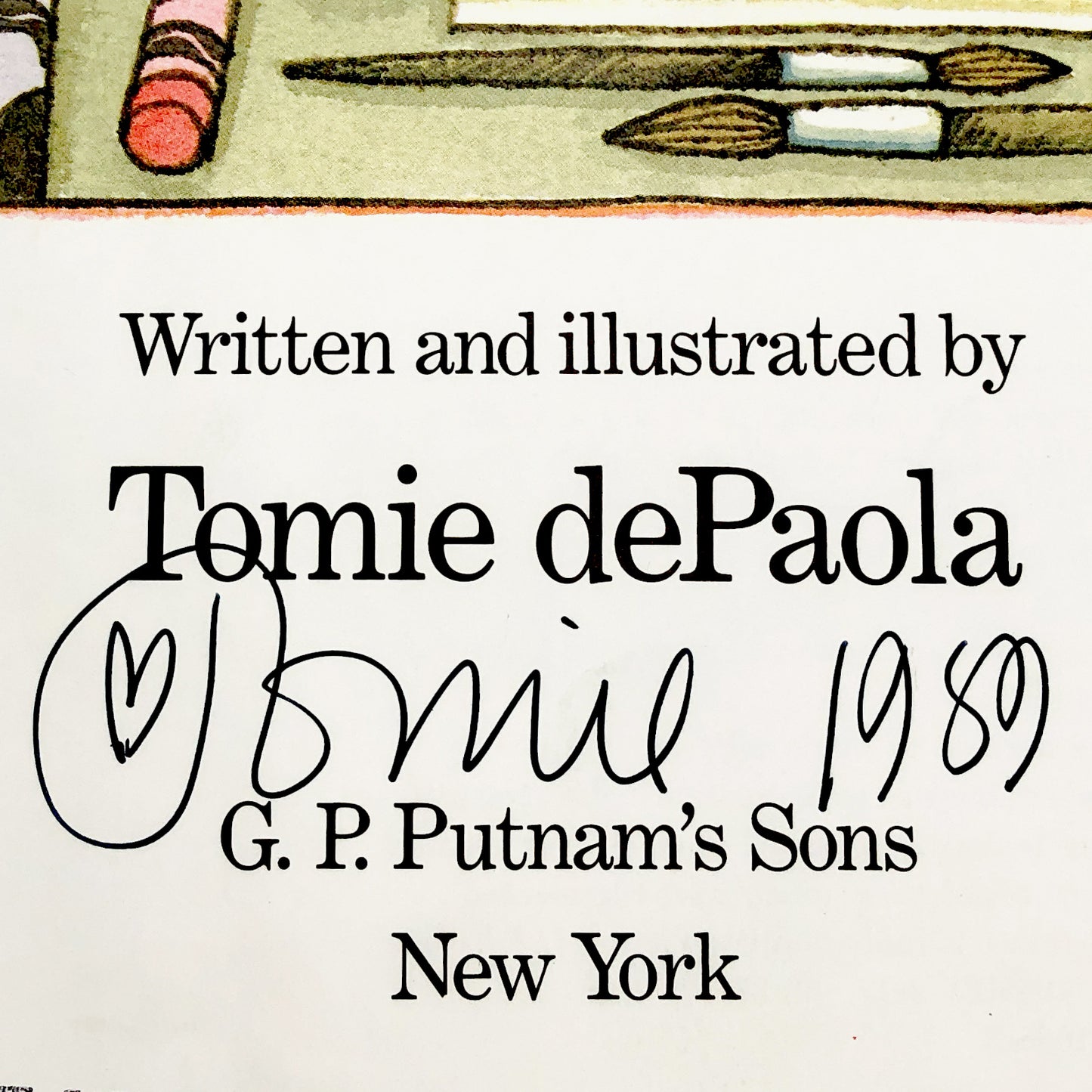 The Art Lesson by Tomie dePaola SIGNED! [FIRST EDITION] 1989 • Putnam