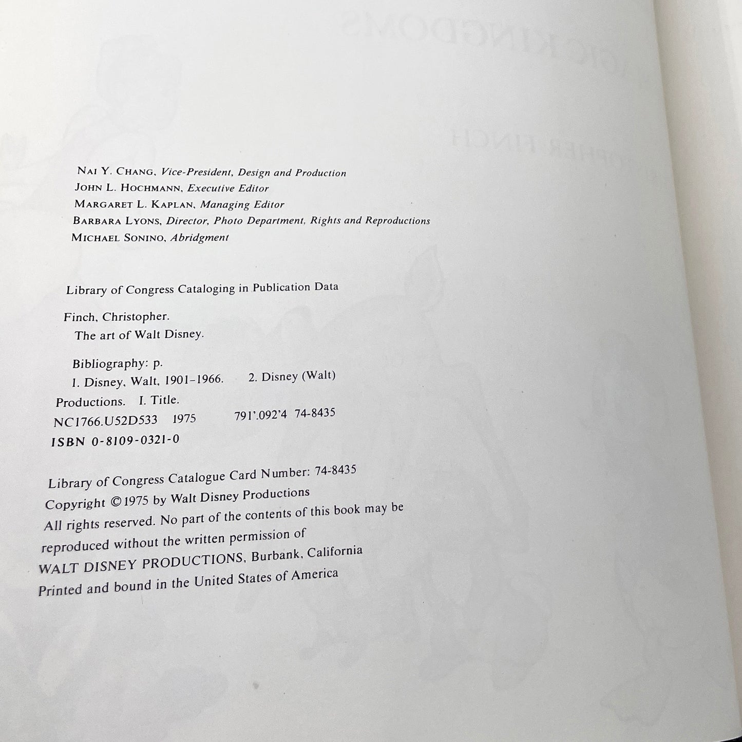 The Art of Walt Disney: From Mickey Mouse to the Magic Kingdoms by Christopher Finch [NEW CONCISE EDITION] 1975 • Abrams