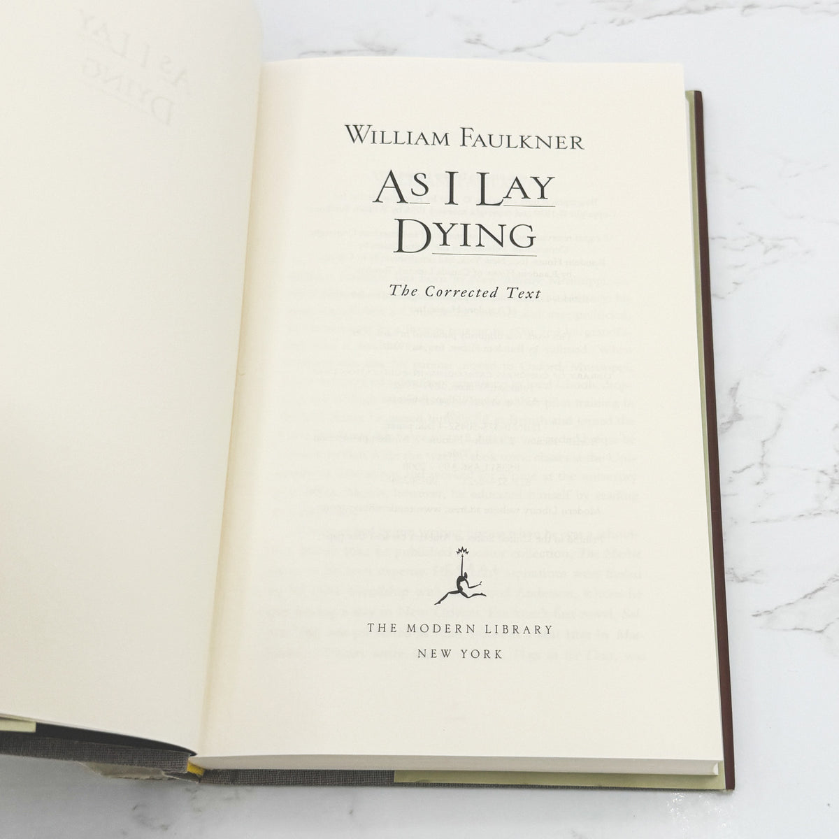 As I Lay Dying by William Faulkner [HARDCOVER RE-ISSUE] 2000 • The Modern Library