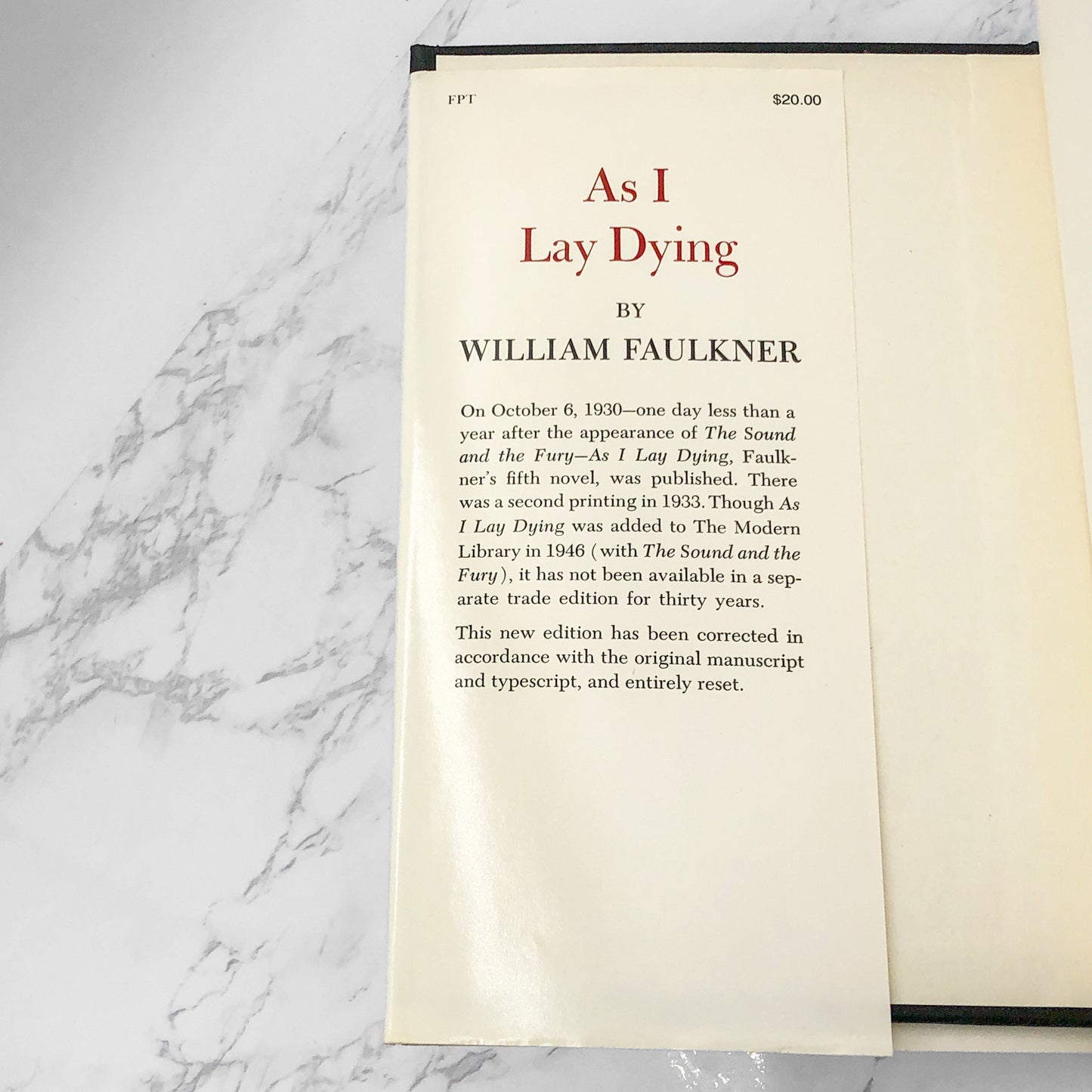 As I Lay Dying by William Faulkner [FIRST CORRECTED EDITION] 1964 Hardcover • Random House