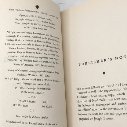 As I Lay Dying by William Faulkner [TRADE PAPERBACK] 1990 • Vintage International