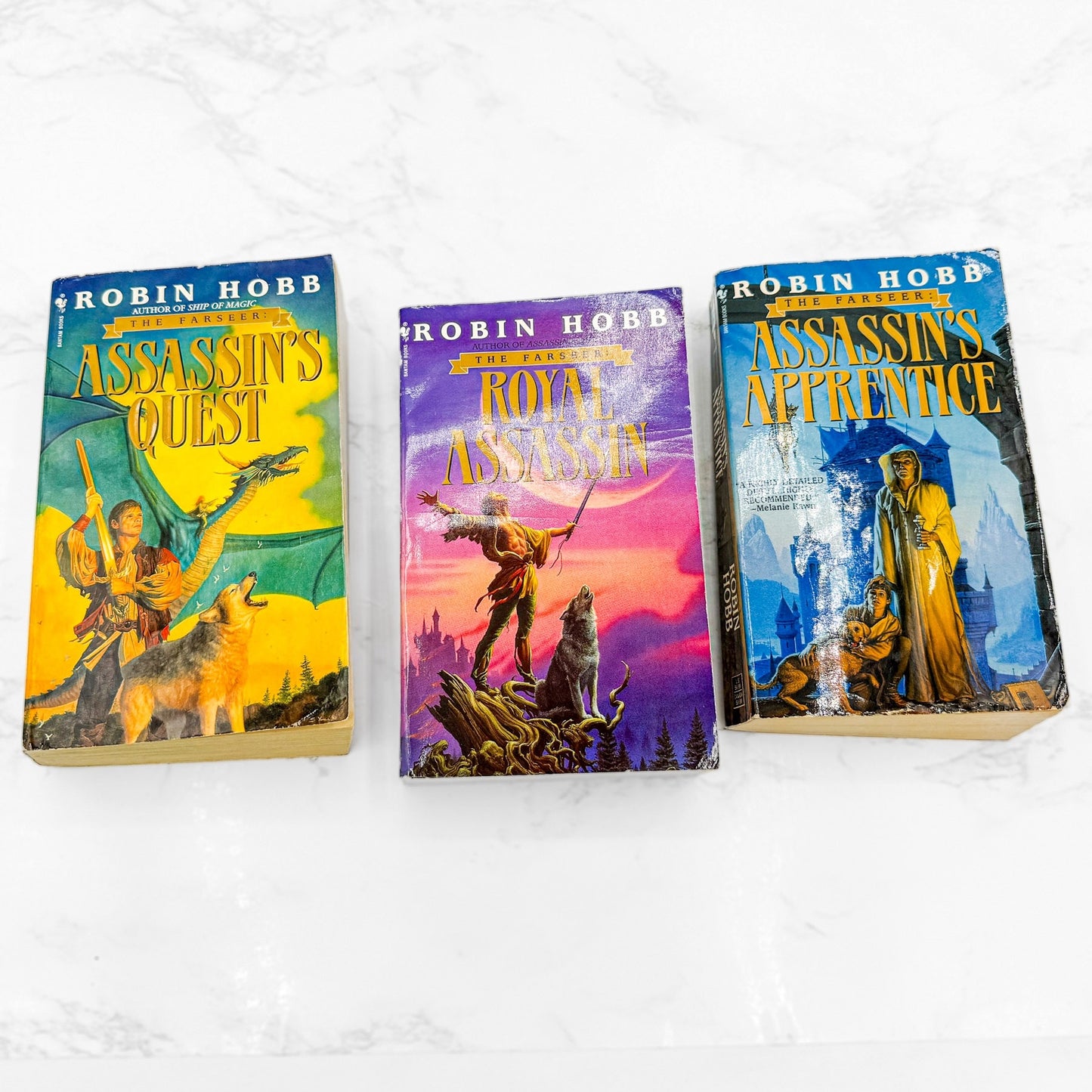 The Farseer Trilogy: Assassin's Apprentice, Royal Assassin, Assassin's Quest by Robin Hobb [THREE PAPERBACK SET] 1998 • Bantam Spectra *See Condition