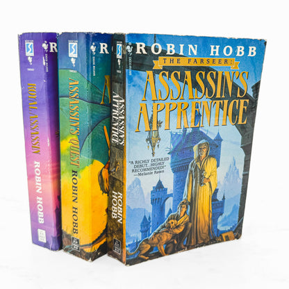 The Farseer Trilogy: Assassin's Apprentice, Royal Assassin, Assassin's Quest by Robin Hobb [THREE PAPERBACK SET] 1998 • Bantam Spectra *See Condition