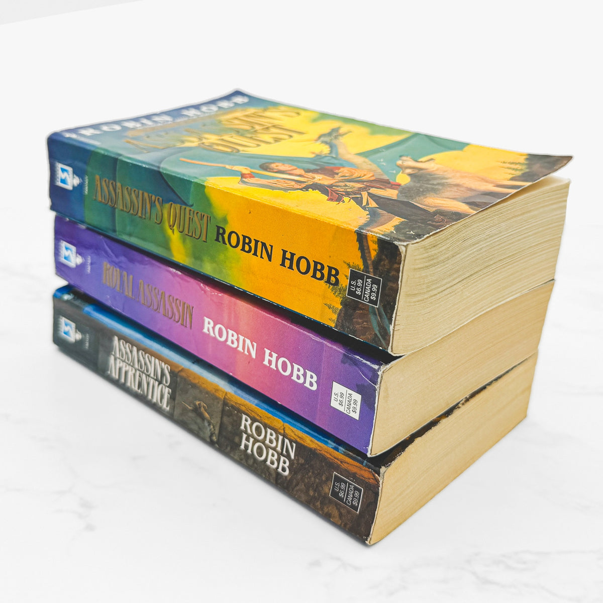 The Farseer Trilogy: Assassin's Apprentice, Royal Assassin, Assassin's Quest by Robin Hobb [THREE PAPERBACK SET] 1998 • Bantam Spectra *See Condition